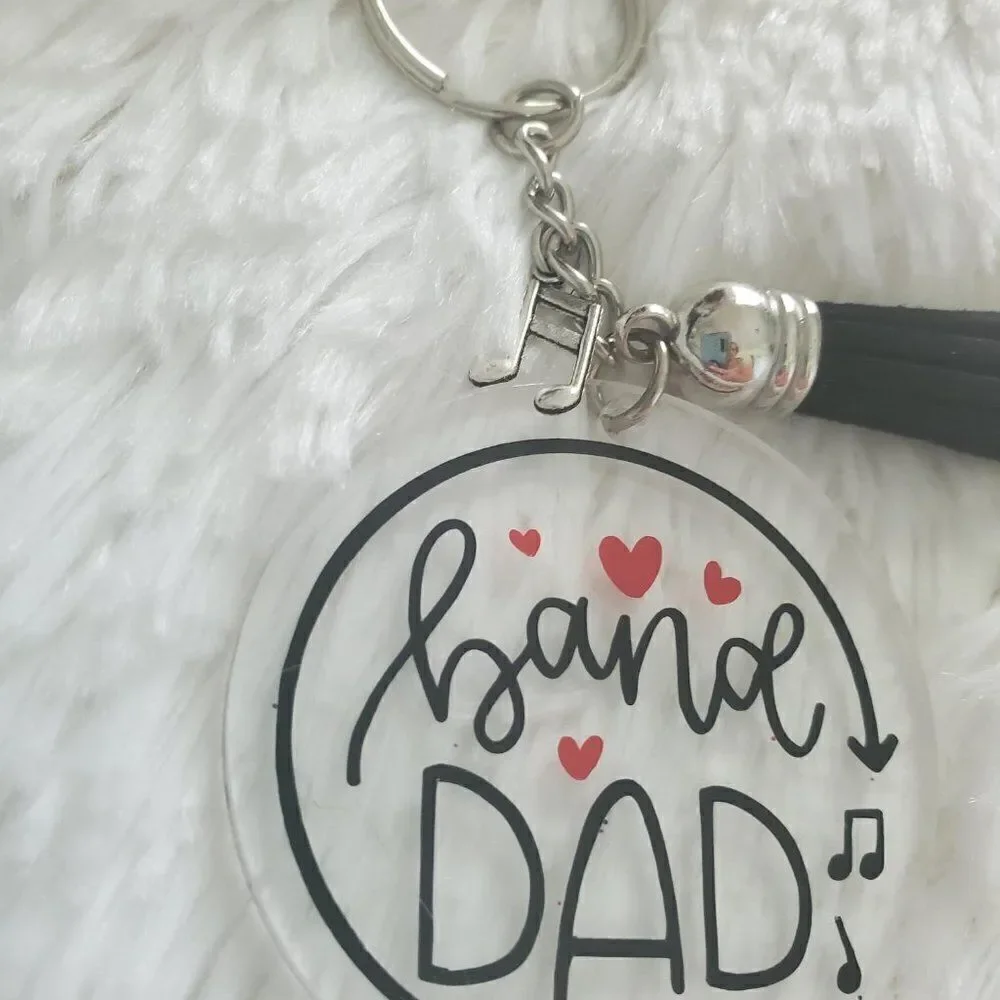 Band Mom Keychain, Band Dad Keychain, Music Note Keychain